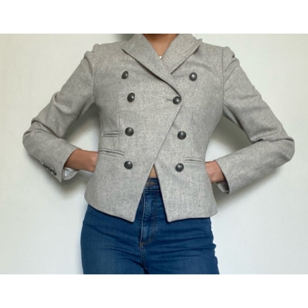 Banana Republic Factory Gray Wool Double Breasted Blazer Jacket Size 4